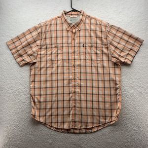 GH Bass & Co. Explorer Shirt Mens XL X-Large‎ Orange Gray Plaid Outdoors Hiking